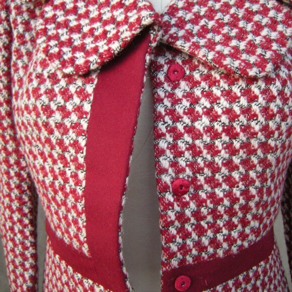 Ho Lai Ladies Tailor Couture Wool Jacket Red Silk Lined SIZE S/M - Picture 4 of 11